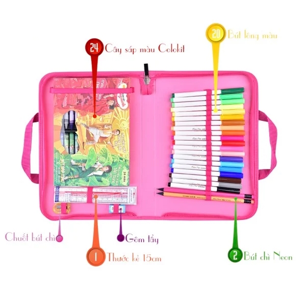 Bộ Dụng Cụ Mỹ Thuật KIT-C014 - Màu Hồng