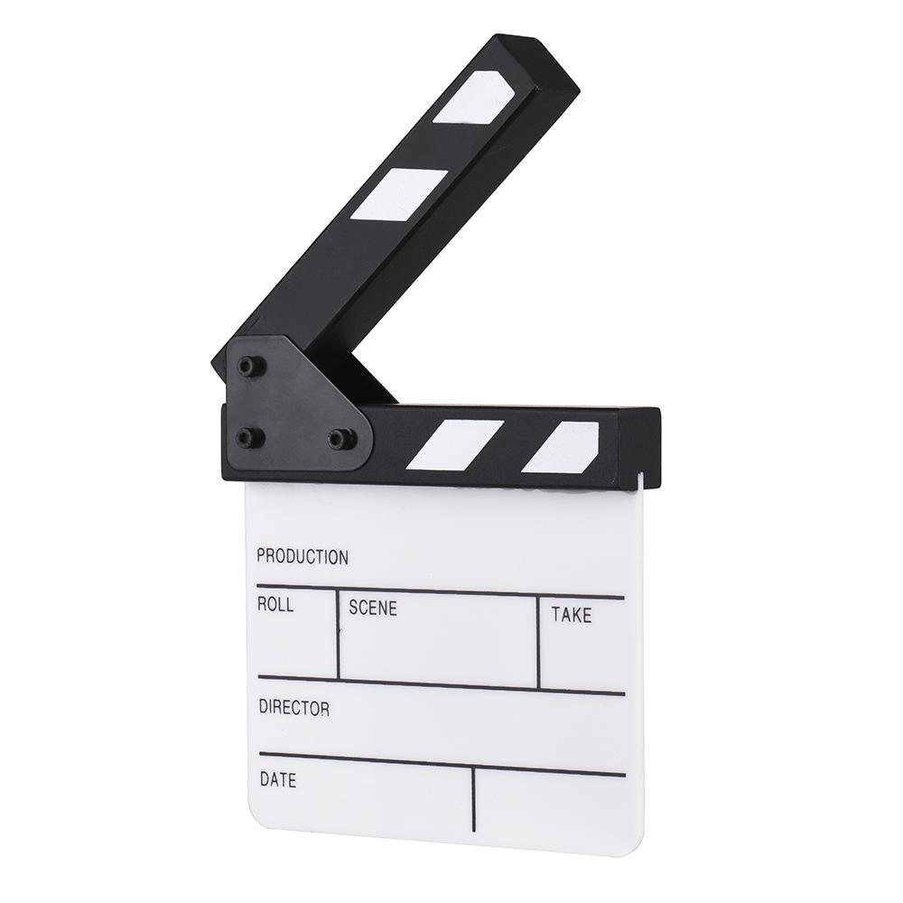Compact Size Acrylic Clapboard Dry Erase TV Film Movie Director Cut Action Scene Clapper Board Slate