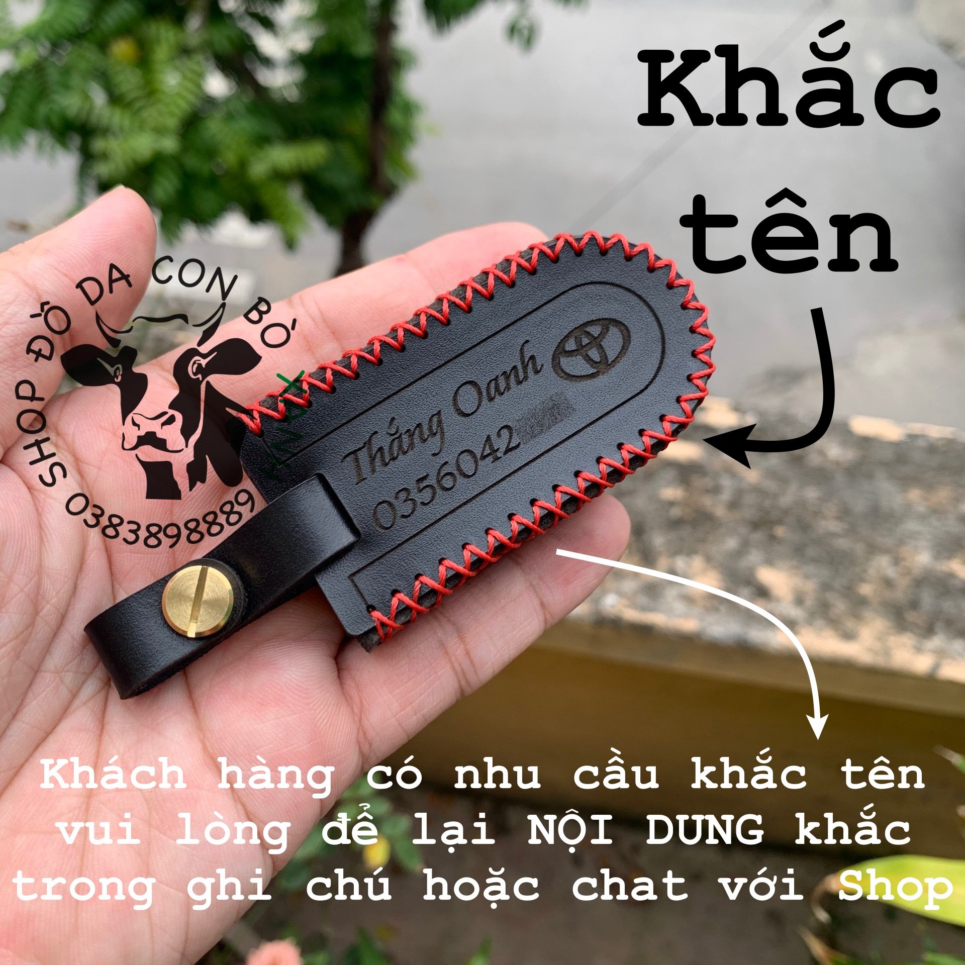 Bao da dành cho chìa khoá Toyota Rush, Wigo smartkey handmade da thật 005