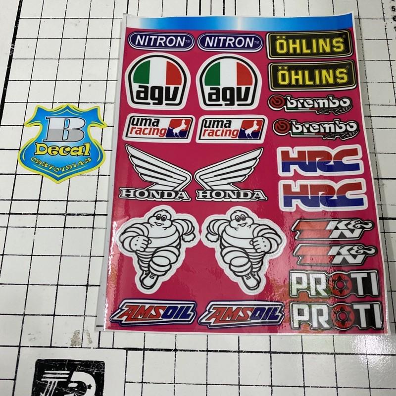 Tem sticker logo honda hồng