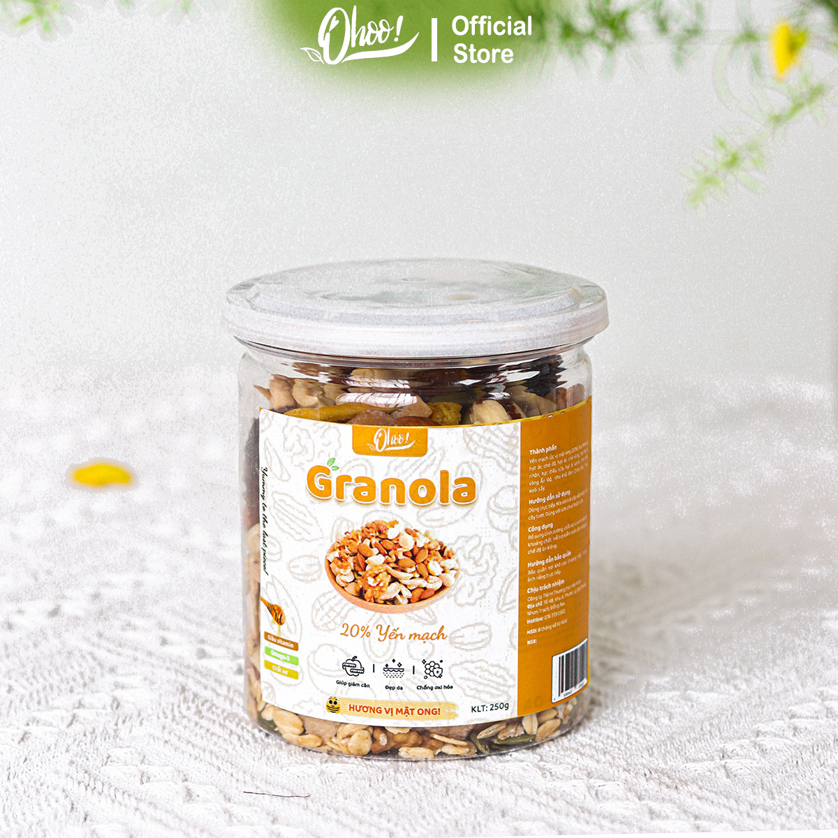 Granola Ngũ Cốc Dinh Dưỡng OHOO 250g Vị Mật Ong / Matcha / Chocolate, 20% Yến Mạch, Ăn Vặt Dinh Dưỡng, Hỗ Trợ Ăn Kiêng