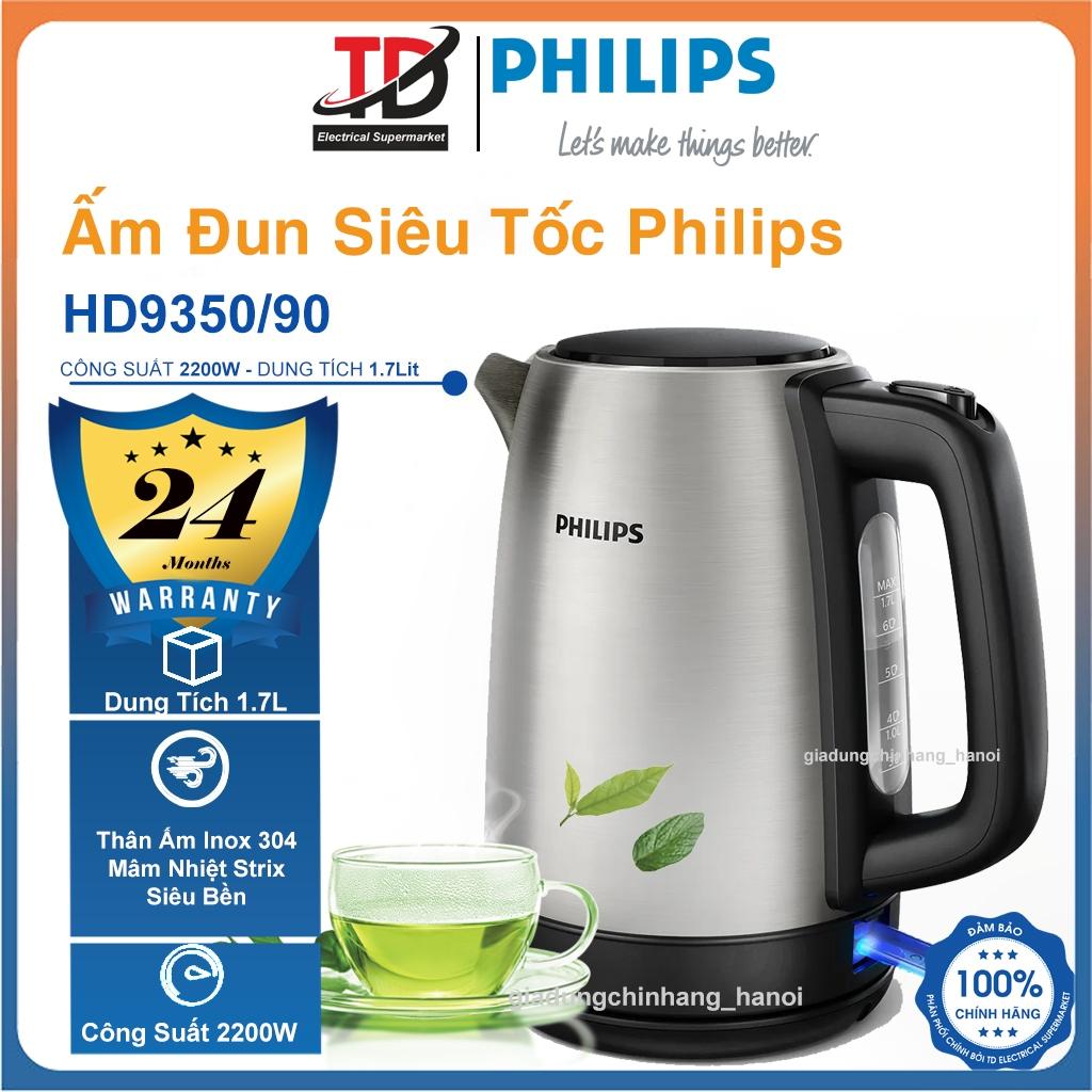 Ấm Đun Siêu Tốc Philips HD9350/90, 2200w - 1.7Lit, Mâm Nhiệt Strix Siêu Bền, Hàng Chính Hãng