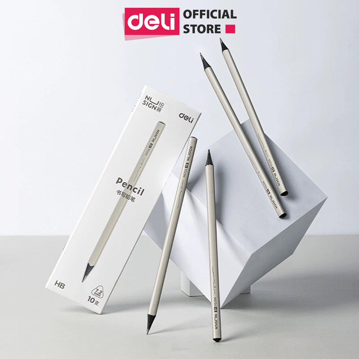 Bút Chì 2B HB Gỗ Nusign Deli Lõi Đen Cao Cấp Chì Đậm Tô Trắc Nghiệm Làm Bài Kiểm Tra Nhạy Với Máy Chấm Thi Học Sinh