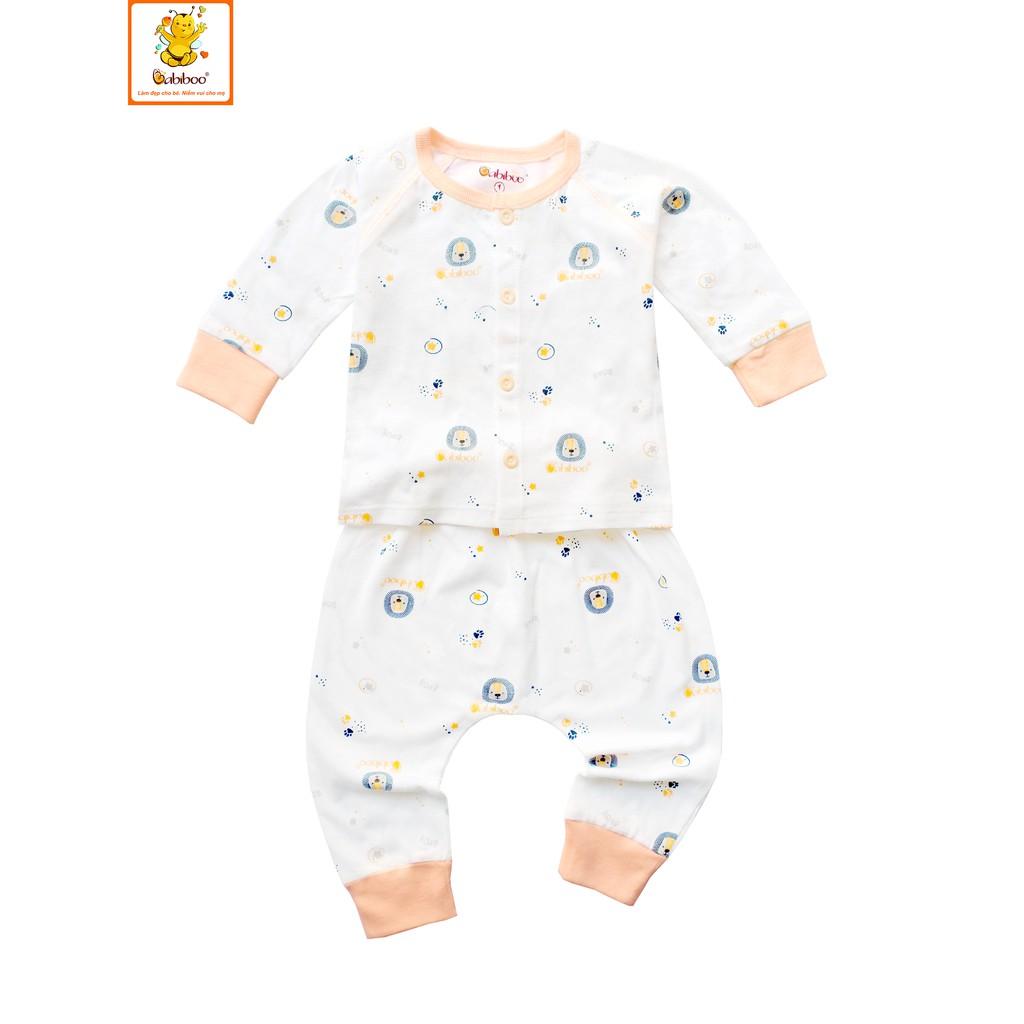 Bộ cotton 100% tay dài cài giữa in hình BABIBOO - BB142