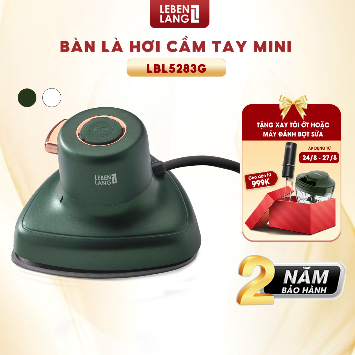 Bàn là hơi nước cầm tay mini Lebenlang LBL5283, công suất 800W, nhỏ gọn tiện lợi, bảo hành 2 năm - hàng chính hãng