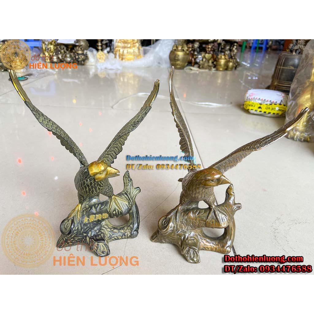 Tượng Đại Bàng Đậu Cành Cây Bằng Đồng Phong Thủy Cao 24cm