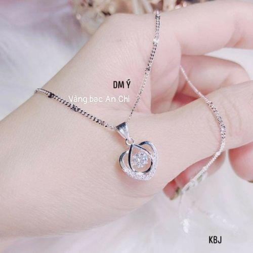 Dây chuyền nữ mặt tim bạc 925 đính đá trẻ trung cá tính, Anchi jewelry