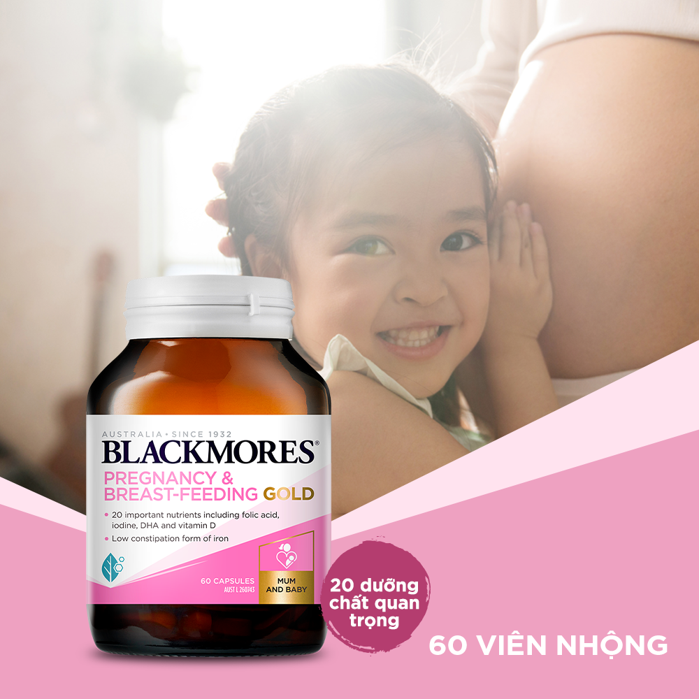 Vitamin Tổng Hợp Cho Bà Bầu và Mẹ Cho Con Bú Blackmores Pregnancy & Breast-Feeding Gold Lọ 60 Viên