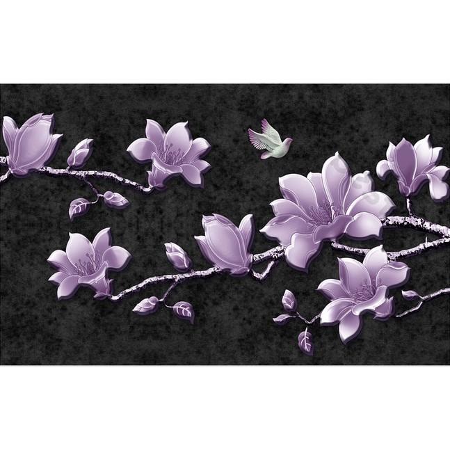 Tranh dán tường Hoa mộc lan tím thủy chung, tranh dán tường 3d hiện đại MS845071
