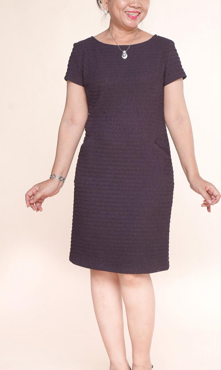 Đầm Trung Niên UGETHER UPAR49 - Đầm thun xốp nâu -Size M