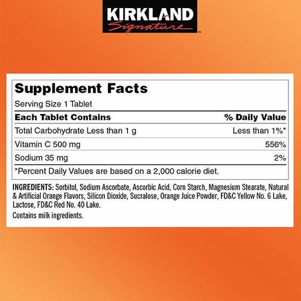 Viên uống Vitamin C 500mg Kirkland 500 viên của Mỹ