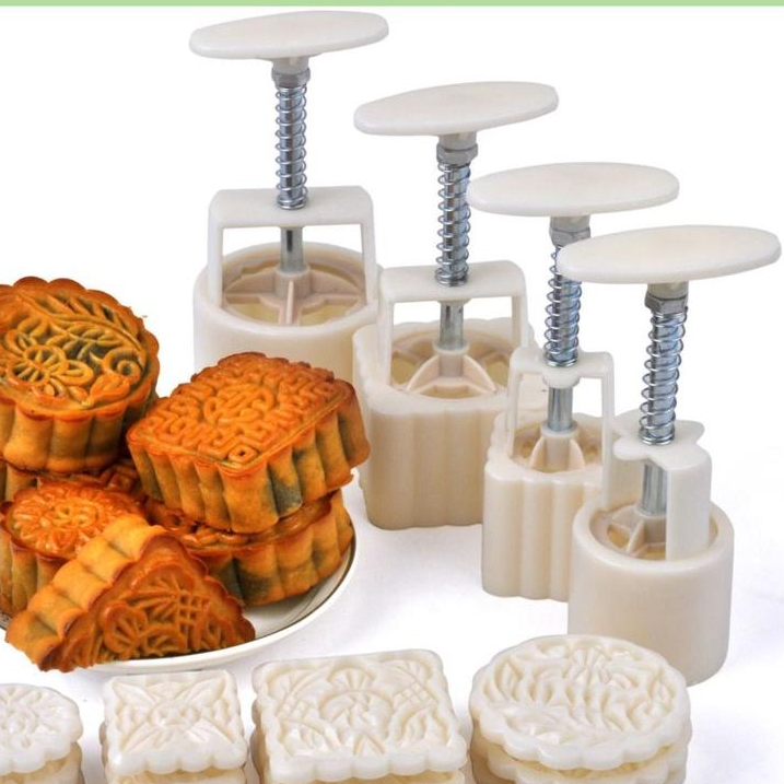 Khuôn bánh trung thu 100g lò xo 2021 nhiều hoa văn mặt bánh - TT100