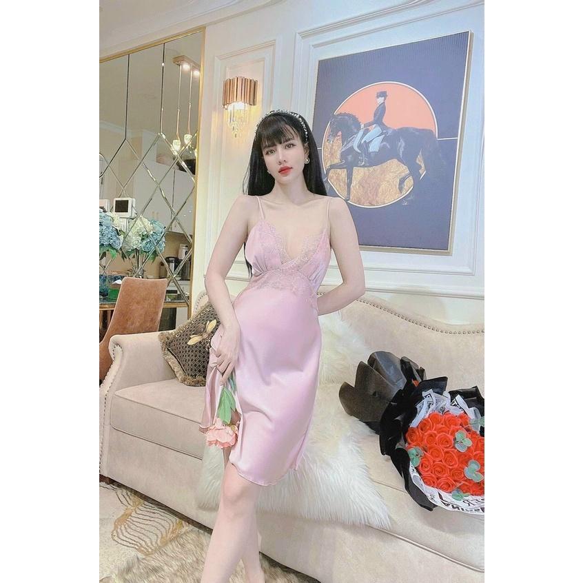 Đồ ngủ sexy,Váy ngủ 2 dây lụa satin quyến rũ cao cấp- Phuongaliceshop