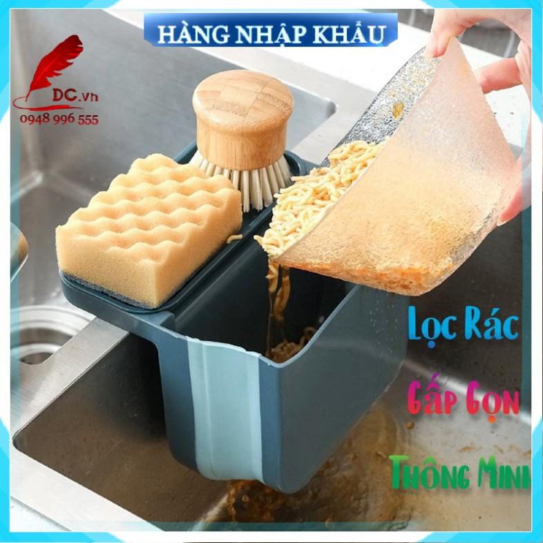 Rổ Khay Giỏ Lọc Đựng Rác Đồ Ăn Thức Ăn Thừa Treo Bồn Rửa Bát Rửa Chén Bằng Nhựa Gấp Gọn Thông Minh