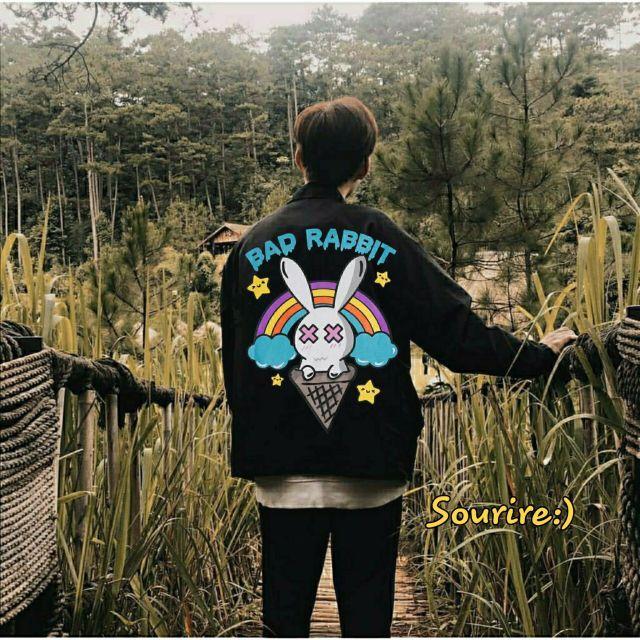 Áo Khoác Rabbit Ice Cream Jacket Unisex Form Rộng Cổ Bẻ Dù 2 Lớp Dáng Jacket