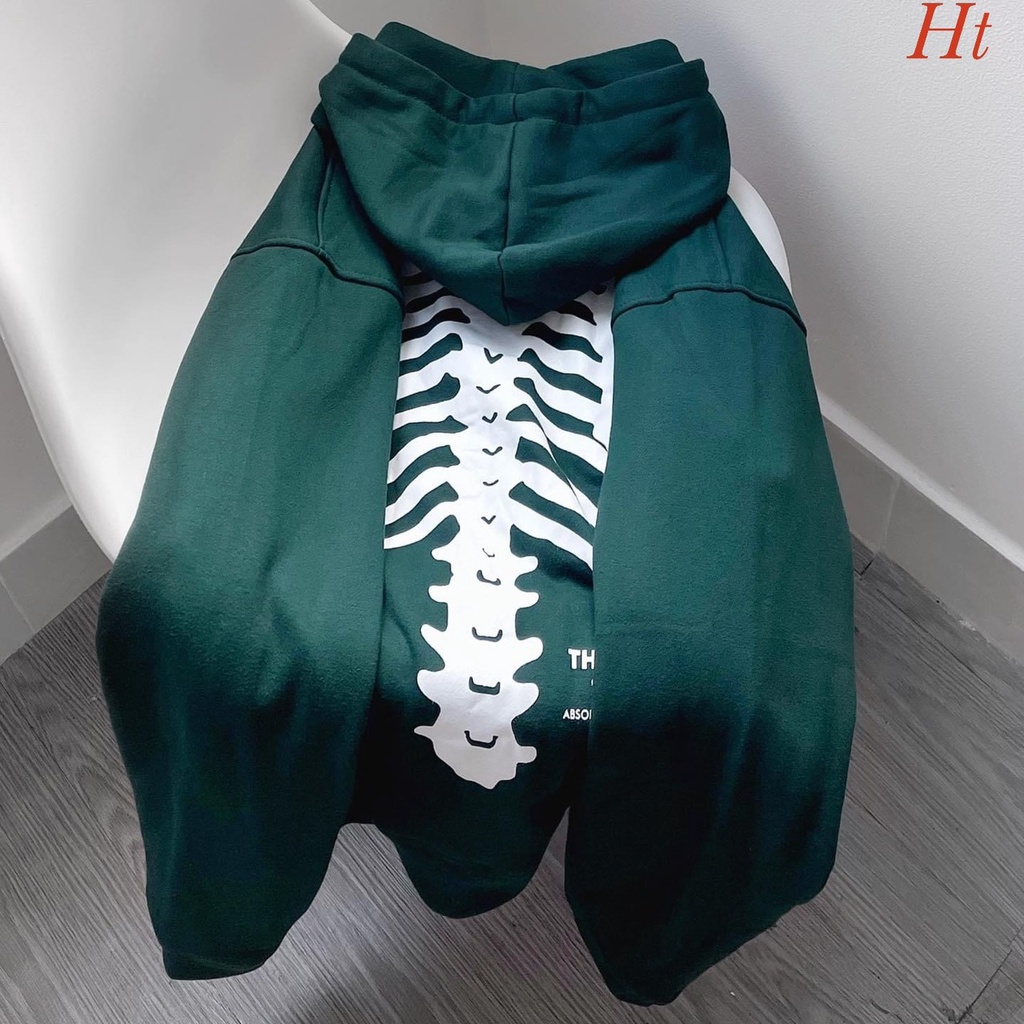 Áo hoodie nam nữ unisex , hình in bộ xương áo màu xanh hot trend chất nỉ ngoại dày đẹp ấm