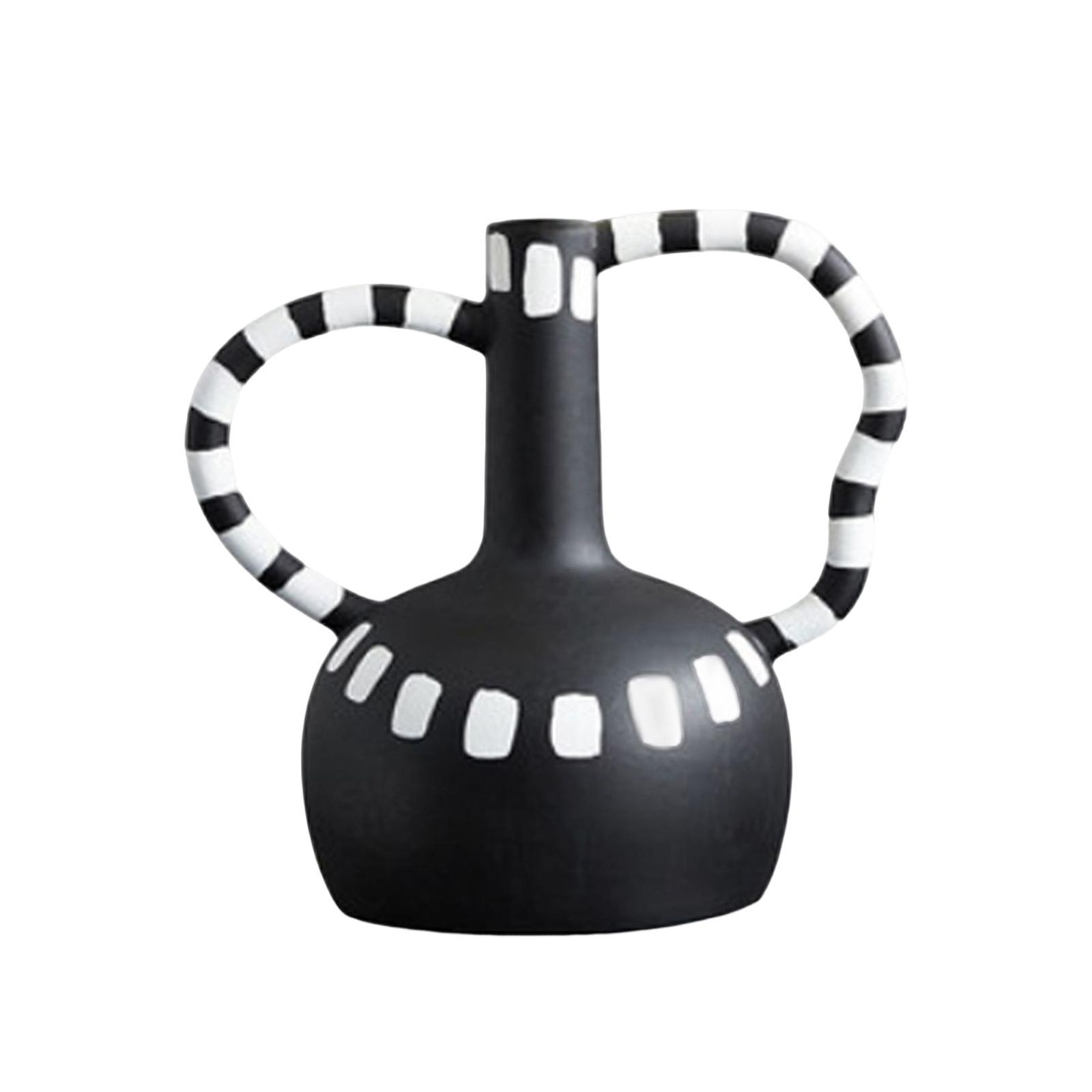 Black and White Vase Resin Flower Vase Nordic for Home Living Room Entrance