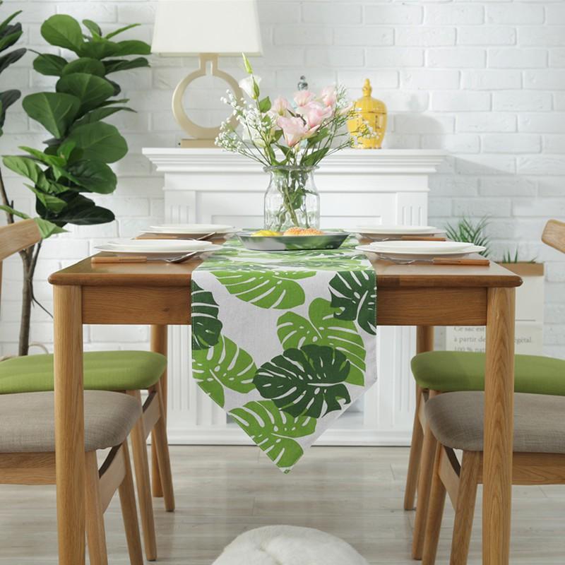KHĂN TRẢI BÀN RUNNER TBR362 HỌA TIẾT LÁ KHÍA XANH
