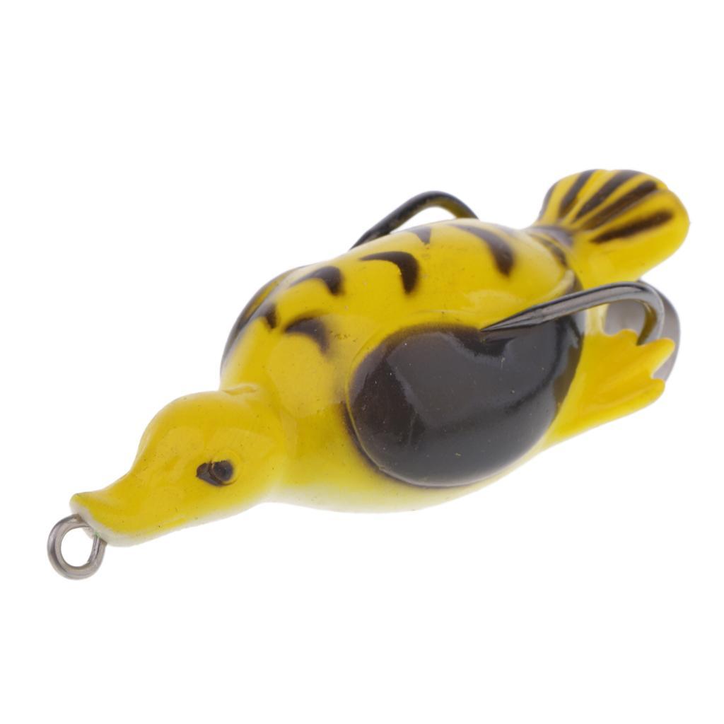 2pcs Plastic Fishing Lure Bait Life-like Duck Spoon Lures Hook Baits Tackle Green, Yellow