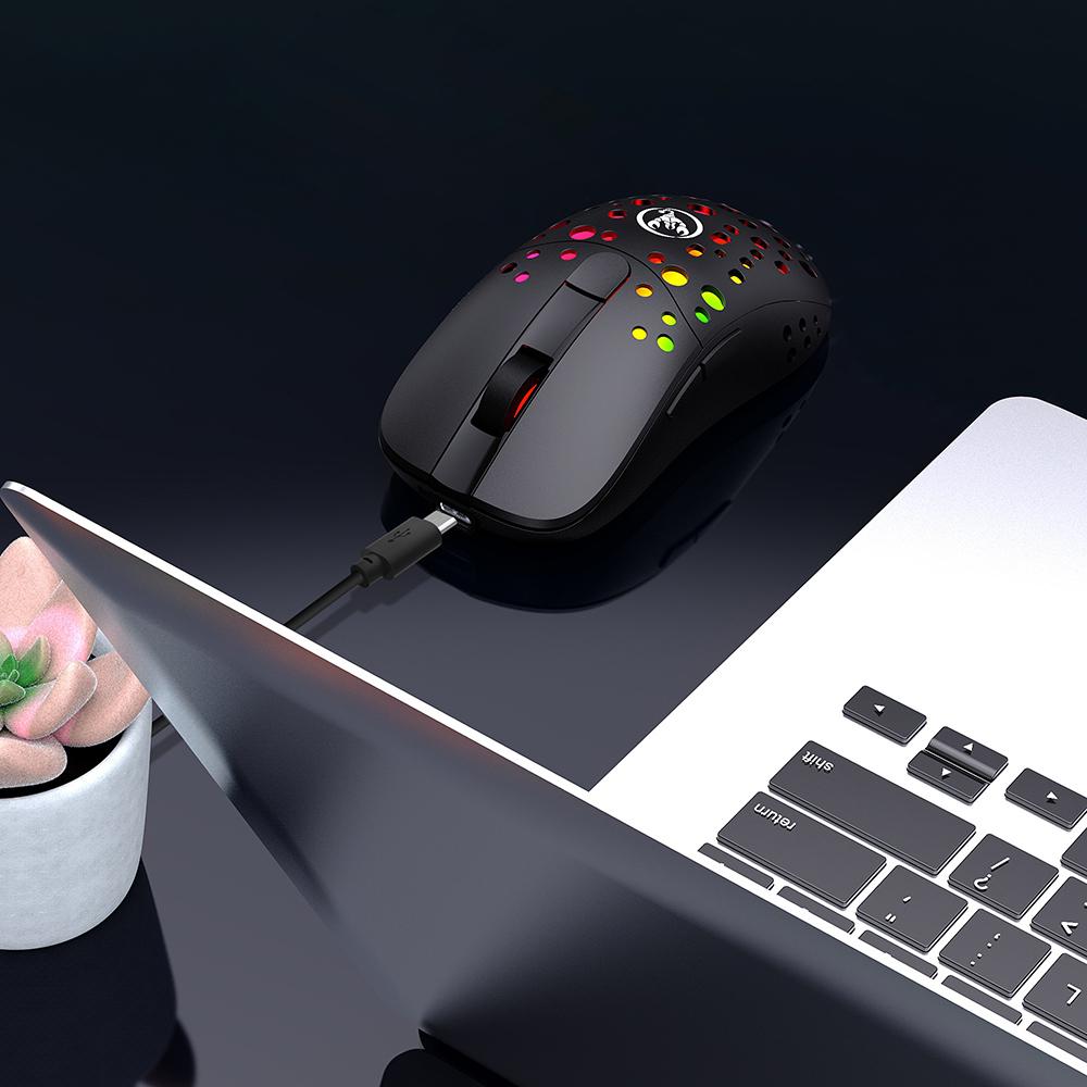 HXSJ T100 Type-C Wired & 2.4G Wireless 10000DPI Programmable RGB Backlit Mouse 6 Adjustable DPI Levels