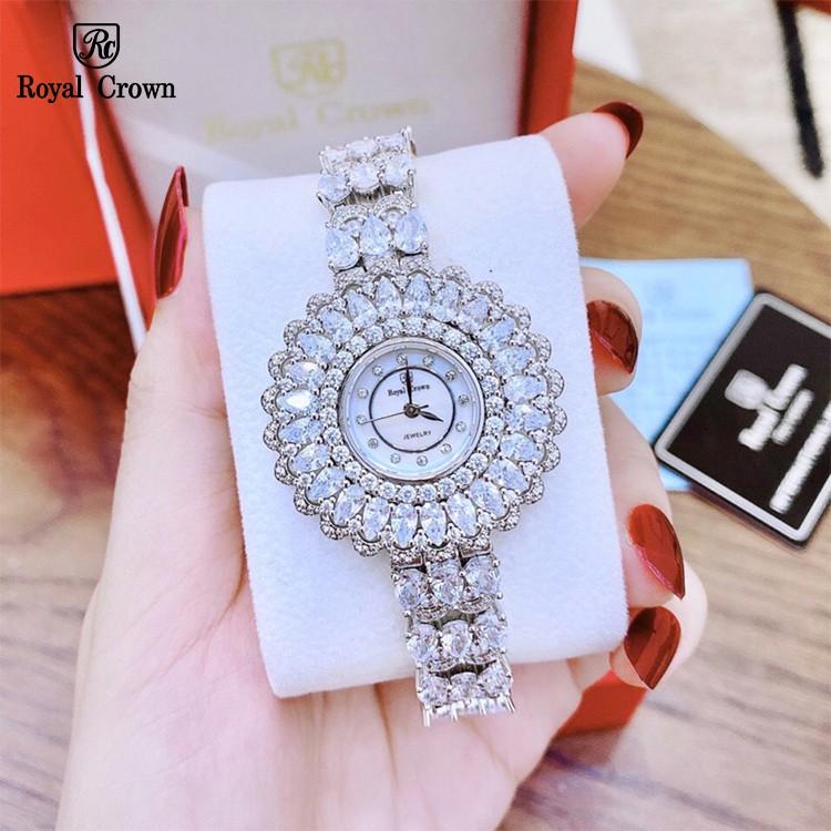 Đồng Hồ Nữ Chính Hãng Dây Kim Loại Royal Crown 6804 Chống Nước Chống Xước