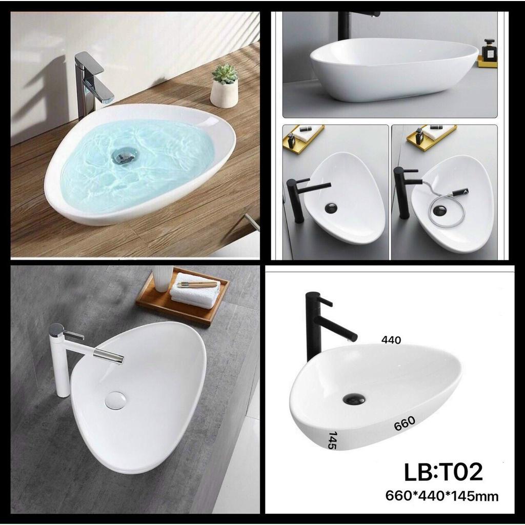 Lavabo - chậu rửa mặt đặt bàn màu trắng hình tam giác