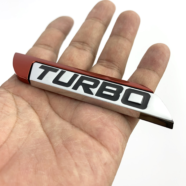 Tem kim loại chữ TURBO dán trang trí ô tô