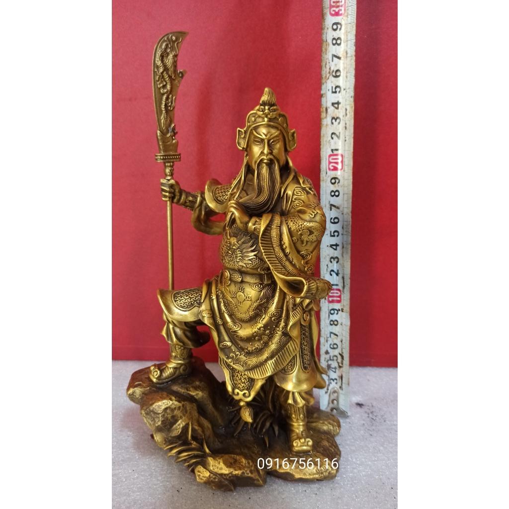 Tượng Quan Công 28cm Bằng Đồng Vàng, Tượng Đồng Phong Thủy, Quà Tặng Phong Thủy, Tượng Quan Vân Trường Đồng Vàng