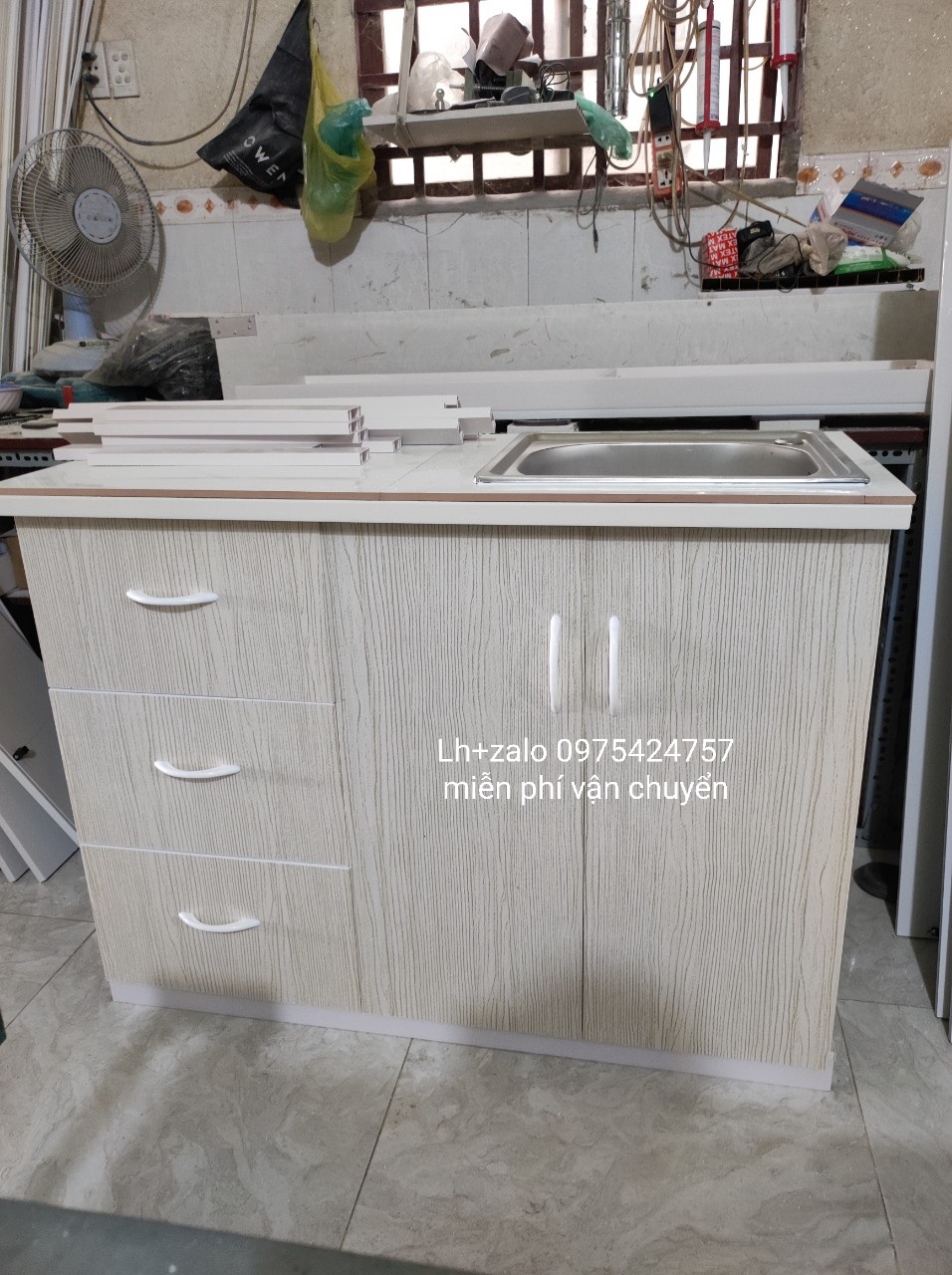 Tủ bếp MINI sẵn bồn mặt gạch