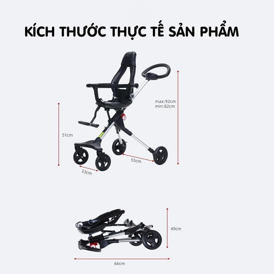 Xe đẩy đảo chiều gấp gọn 3 chế độ siêu hot 2021