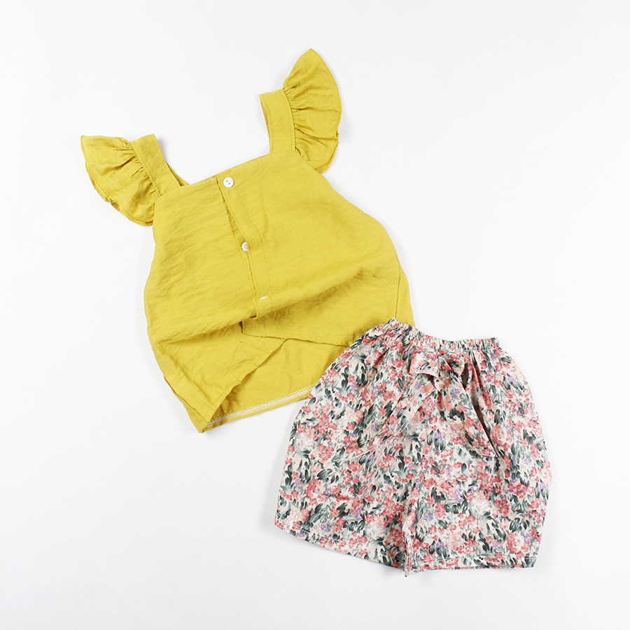 Set áo lenin cánh tiên và quần short kate bông cho bé gái 0.5-6 tuổi từ 10 đến 22 kg 06310-06312