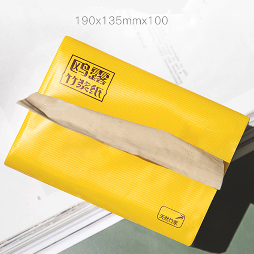 Khăn giấy ăn Oulu 3 lớp, sợi tre tự nhiên siêu dai, thấm hút tốt, thân thiện với môi trường, bảo vệ tài nguyên rừng - Túi 3 gói 390 tờ 190*153mm- Màu vàng