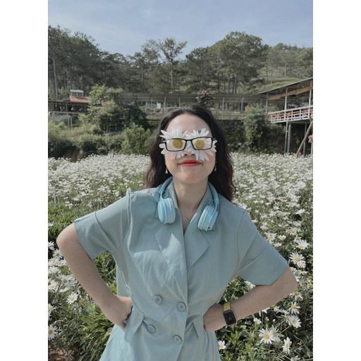 Áo Blazer - Vest Cộc Tay Dáng Rộng Chất Mát - khoác ngoài 1 lớp trơ -trơn/kẻ tông màu lạ đen, trắng nâu