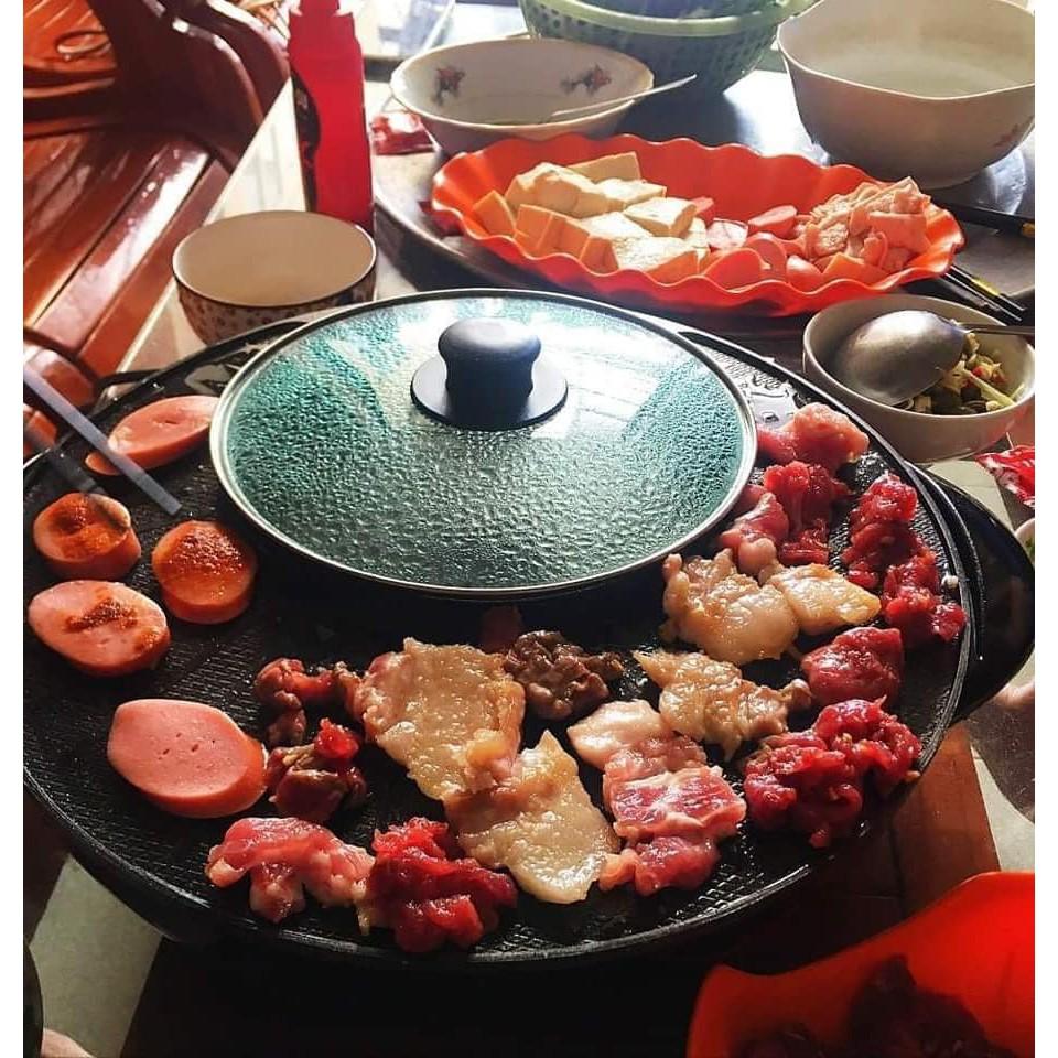 Bếp Lẩu Nướng Đa Năng Osaka Hàn Quốc, Nồi Lẩu Nướng Điện 2 Trong 1, Nồi Nướng Lẩu Tròn BBQ 2in1 - Bảo Hành 12 Tháng