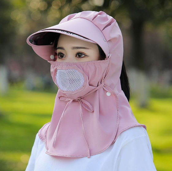 Mũ chống nắng vành điều chỉnh 360 độ kèm khẩu trang cao cấp, nón khẩu trang chống nắng chống tia cực tím mới