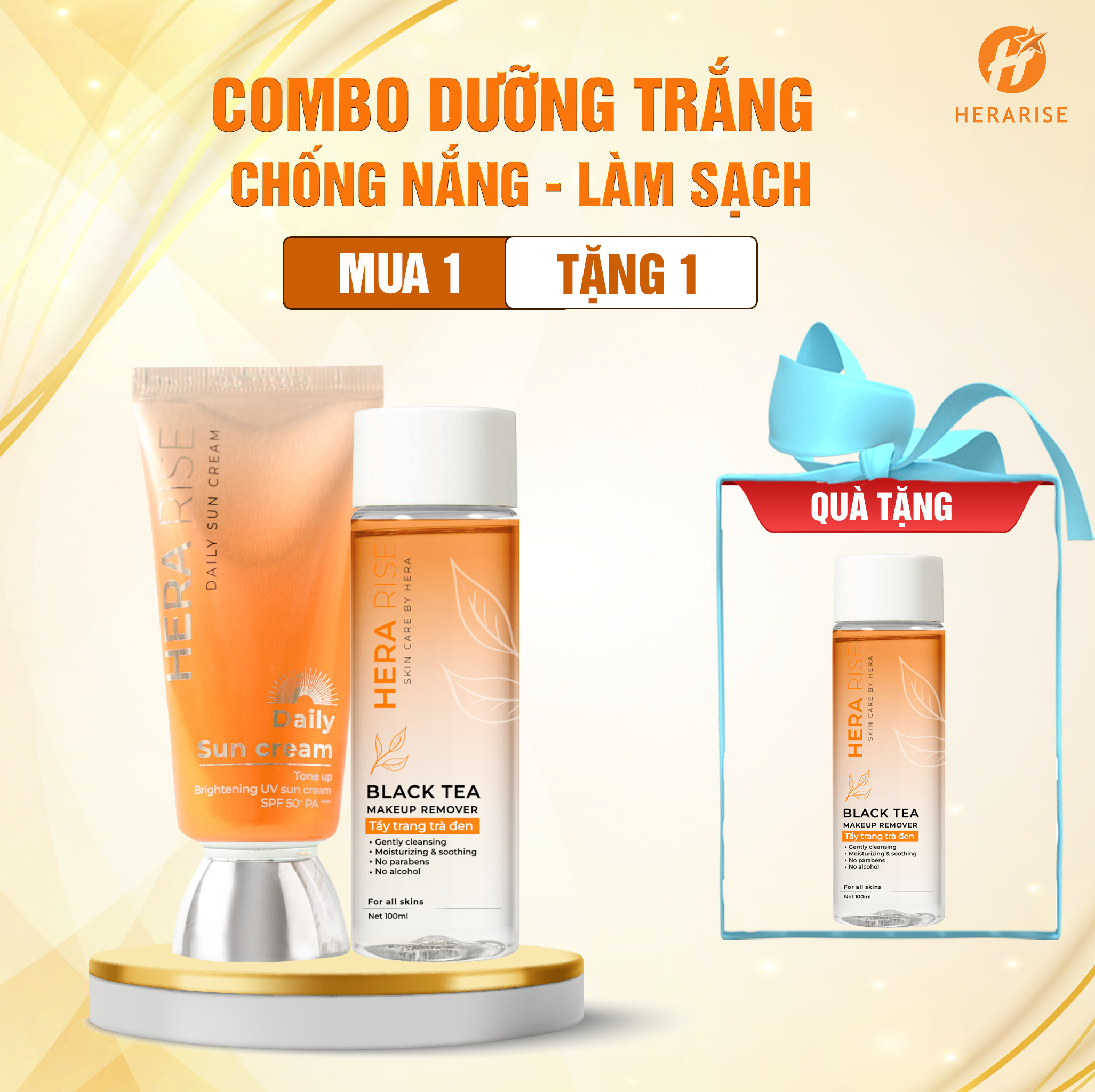 [Mua 1 Combo Tặng 1 Sản Phẩm] Kem Chống Nắng + Tẩy Trang Herarise Tặng 1 Tẩy Trang