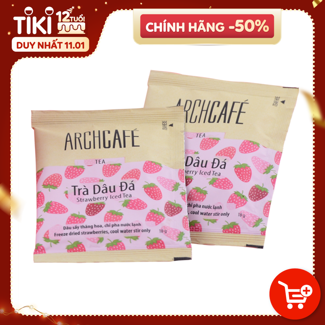 Trà Dâu Đá - Trà hoà tan Archcafé (hộp 12 gói x 18g)