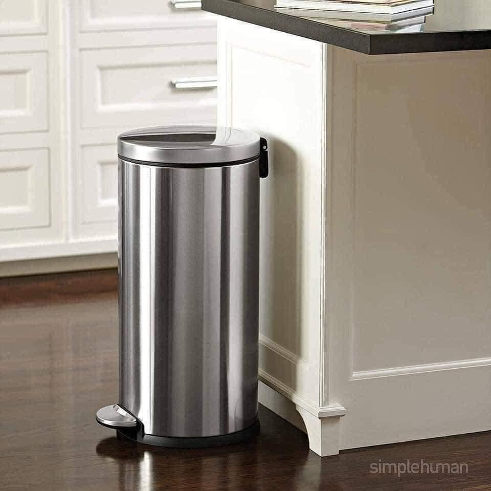 Thùng rác 30L SimpleHuman trụ tròn Hàng chính hãng