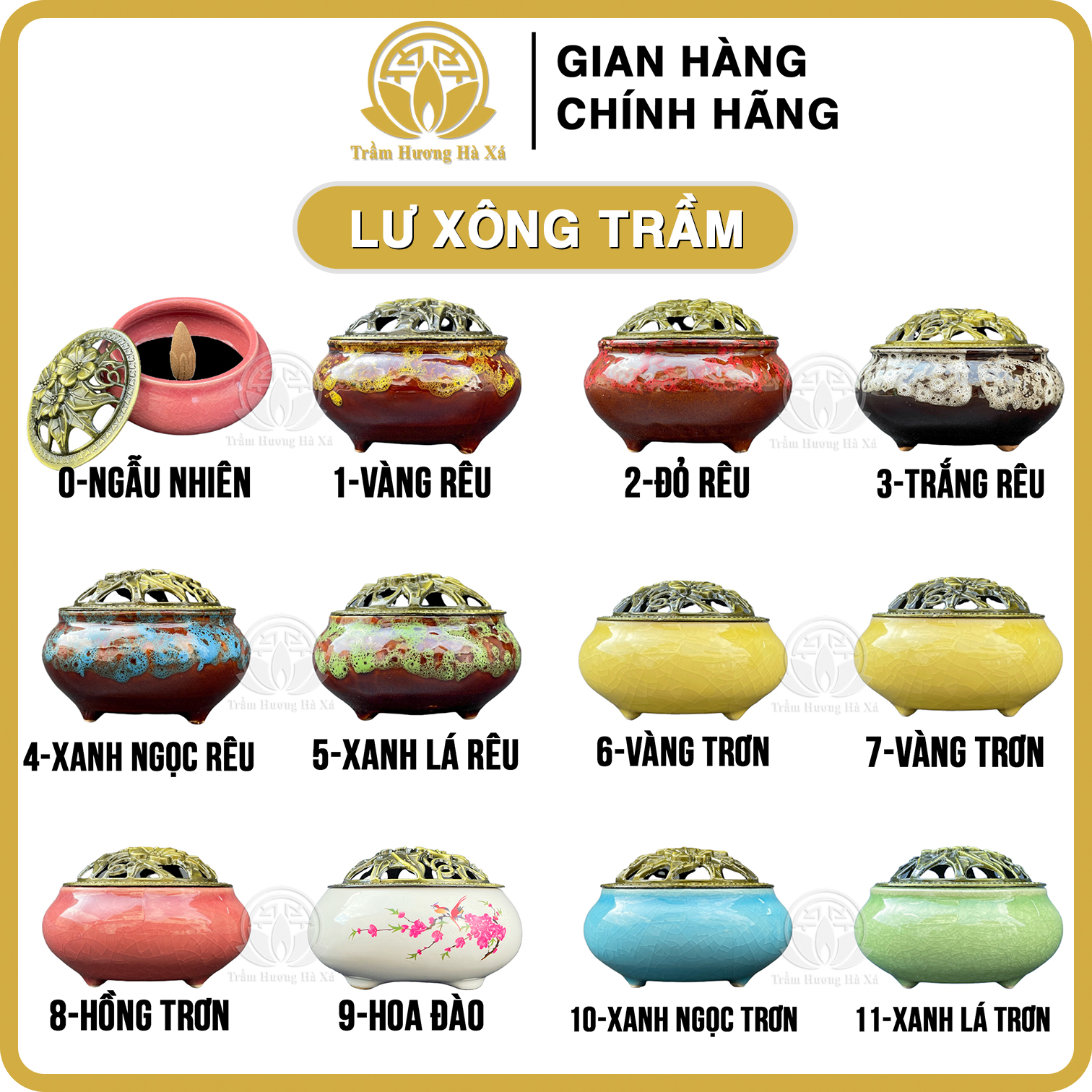 Lư xông trầm hương HÀ XÁ nhiều màu đồ thờ cúng phong thủy tẩy uế