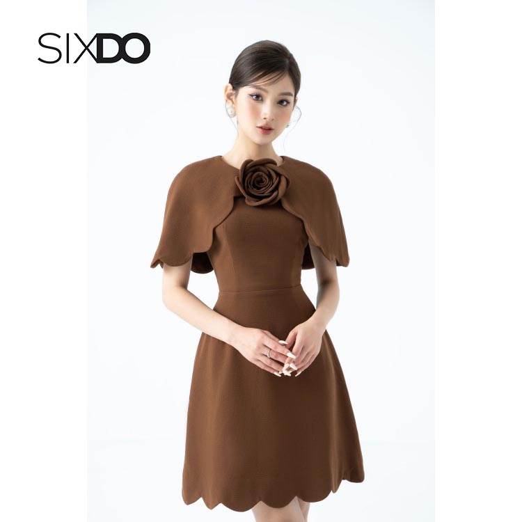 Đầm choàng vai nữ kèm hoa sang trọng SIXDO
