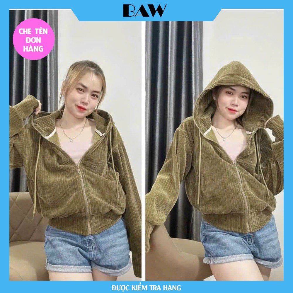 Áo Khoác Nữ Đẹp, Áo Khoác Nữ Form Rộng, Áo Khoác Nữ Chống Nắng Gân Nhung Cao Cấp Có Túi Trong Tay Xỏ Ngón Thương Hiệu Baw AK91