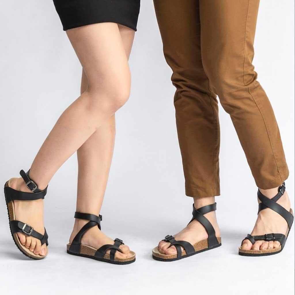 Giày sandal xỏ ngón nam nữ đế trấu cổ cao