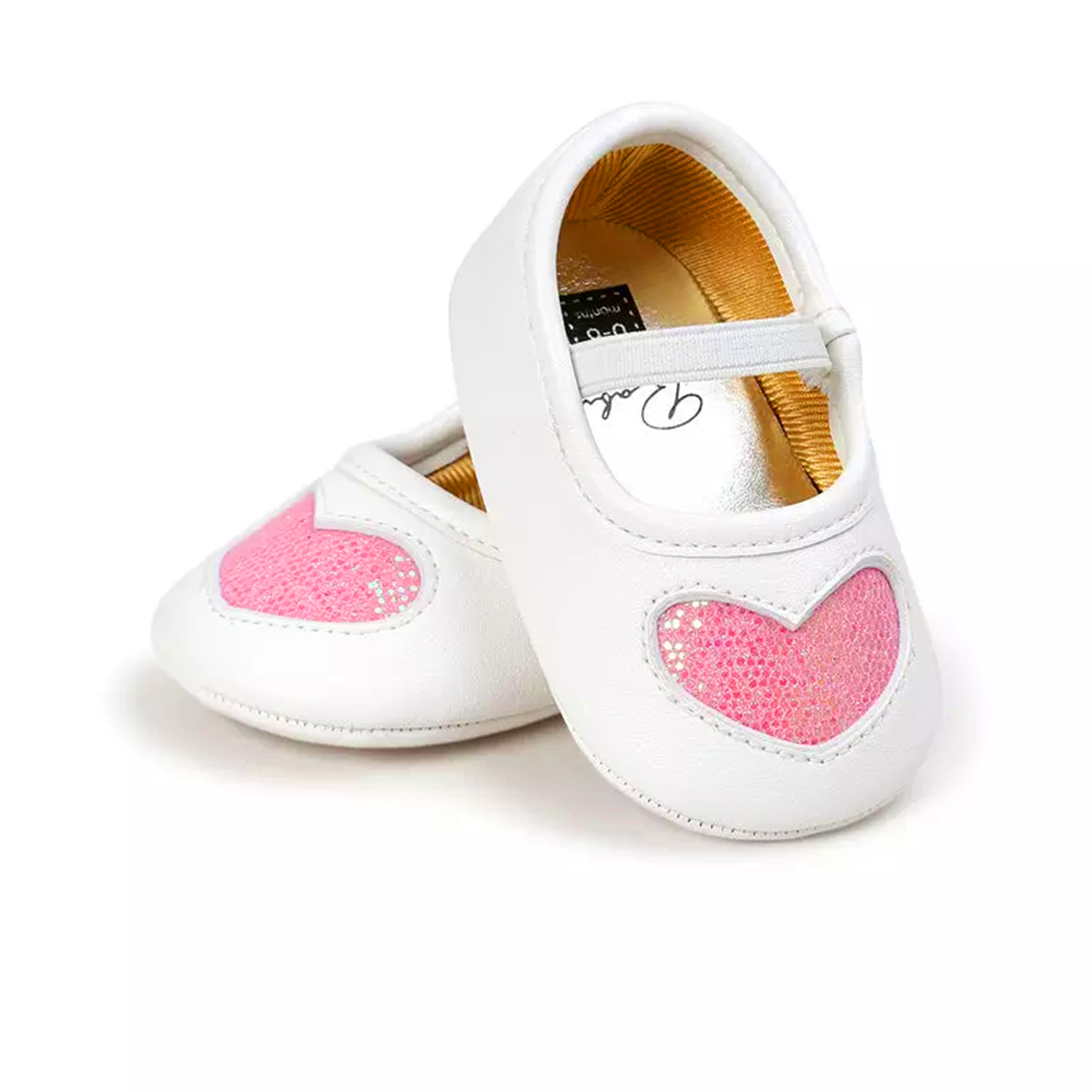 Giày tập đi cho bé gái từ 0 – 18 tháng tuổi trái tim nhũ xinh xắn BBShine – TD5