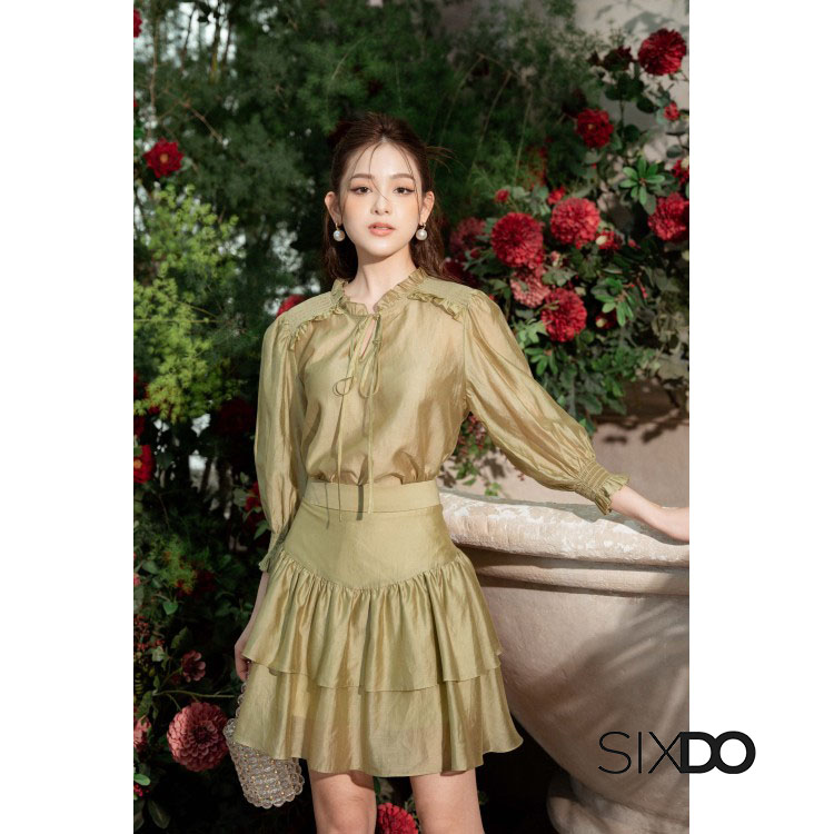 Chân váy tơ mini 2 tầng thời trang SIXDO