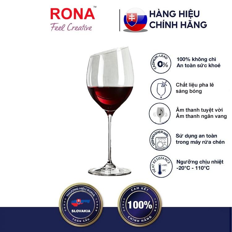 2 Cái ly pha lê mài vát Rona 650 ml Handmade Tiệp Khắc