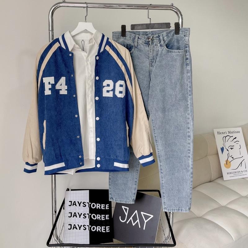 Áo Khoác Bomber Unisex Nhung gân màu ĐEN/NÂU/XANH/HỒNG Nam nữ unisex/Áo hoodie nút bấm form rộng Jaystoree