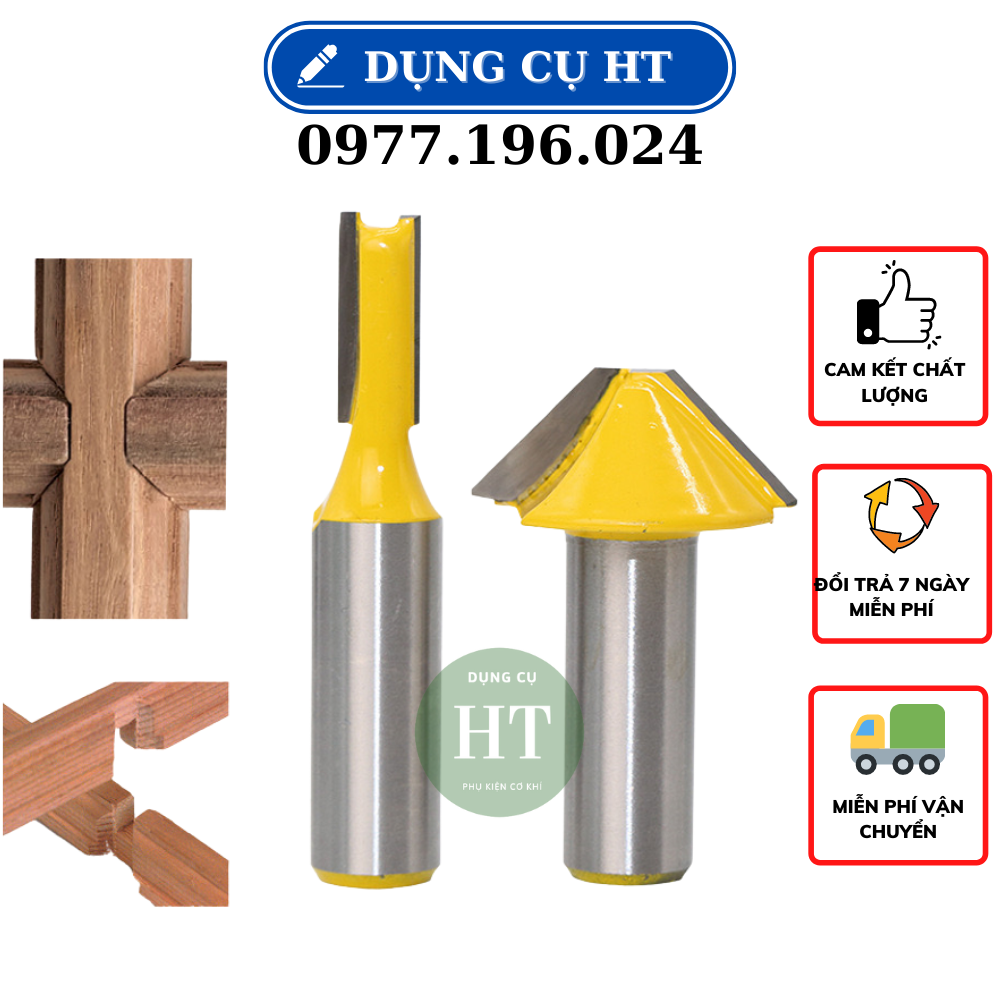 Bộ 2 mũi phay gỗ ghép nan- Mũi soi gỗ cốt 12ly7