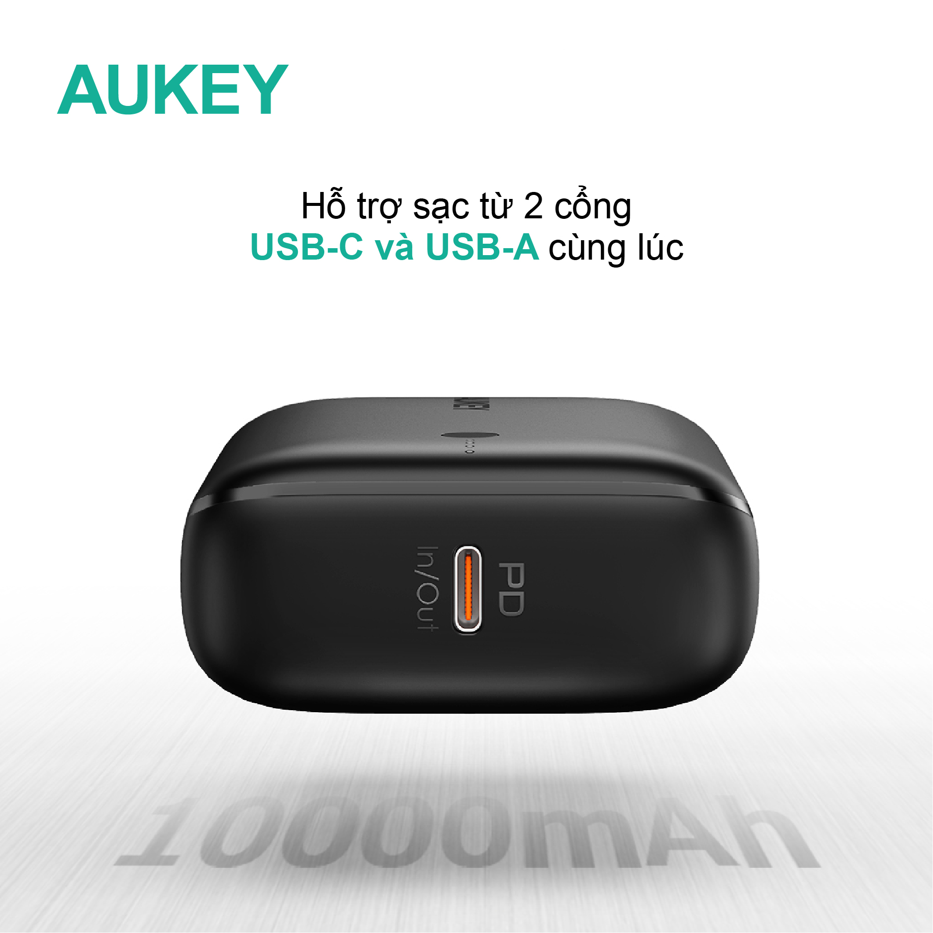 Pin sạc dự phòng Aukey PB-N83S 20W PD 10.000mAh, hàng chính hãng