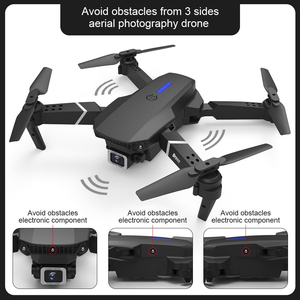 (NEW 2021 - BỘ 2 PIN) - TẶNG TÚI ĐỰNG- Flycam mini E525 PRO 4K hai camera kép, tự động tránh chướng ngại vật ba hướng, thời gian bay 18 phút, có thể zoom, phong to ảnh, chế độ bay không đầu - nhào lộn 360°