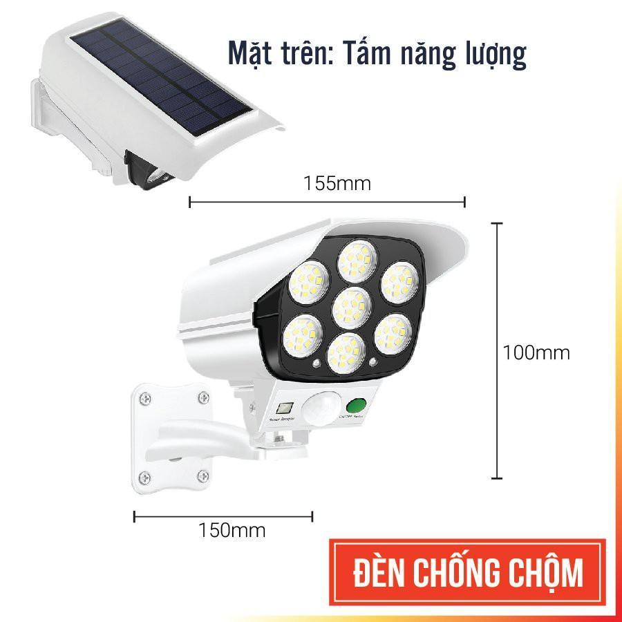 Đèn năng lượng mặt trời giả camera tự động BẬT TẮT chống trộm chống nước ip67. có điều khiển cảm biến chuyển động